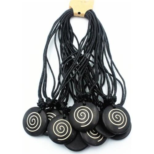 Wholesale 12PCS/LOT Yak Bone Carved NZ Maori Hook Charms Pendant Necklace Wax Rope Jewelry XL62