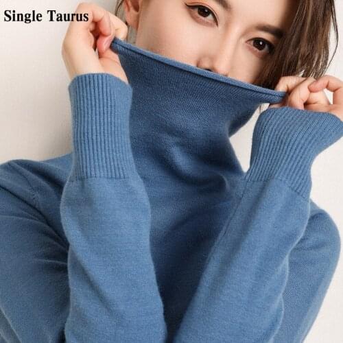 Autumn Winter Female Turtleneck Sweater Long Sleeve Streetwear Knitted Top Solid Color Sueter Mujer Ladies Slim Pullover Sweater