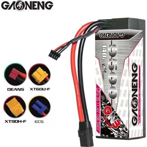 1-2pcs GAONENG 9500mAh 3S 11.4V 140C/280C Hardcase rechargeable battery XT90 Connector for 1/8 RC Car Four Drive Off-Road Boat