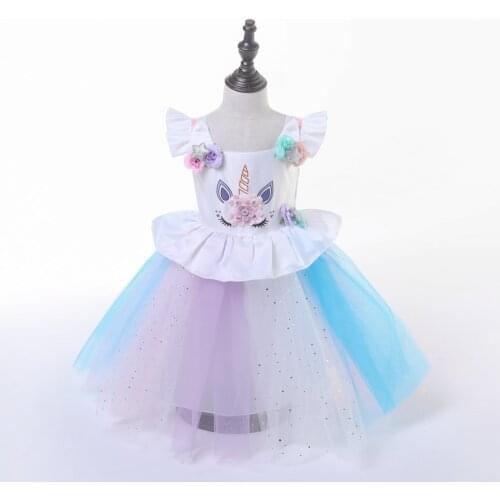 Princess Dress Clothing Girls Ball gown Unicorn Dress Tutu Kids Childrens Birthday Party Fancy Vestidos Menina