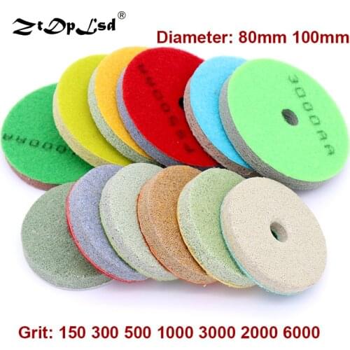 1Pcs 80mm 100mm 150-6000 Grit Polishing Buffing Pad For Jade Stone Marble Sponge Wheel Elastic Plate Soft Stone Polish Tools