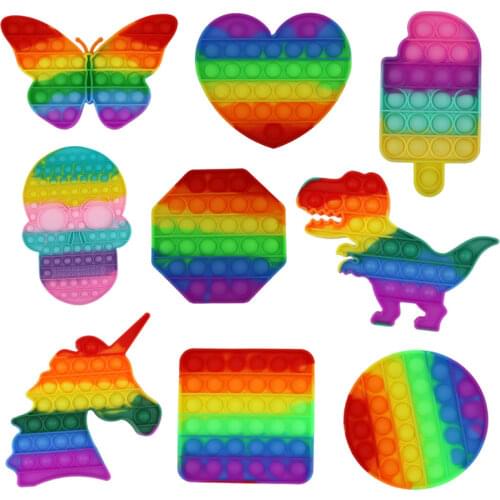 Rainbow Pop Fidget Stress Relief Squeeze Toys for Kid Squishy Sensory Anti Stress Game Hand Simple Dimple Fidget Relax Toy