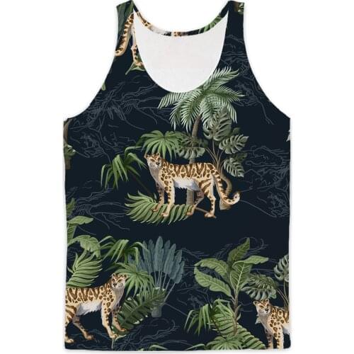 REAL American SIZE Leopard and Tropics Sublimation Print Tank top - plus size