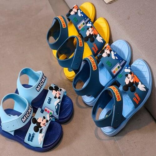 Disney Mickey Cartoon Childrens Sandals Soft Soled Non Slip Baby Walking Shoes Home Slippers Open Toe Beach Shoes
