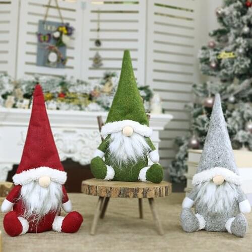 Behogar Cute Lovely Sitting Santa Claus Doll Toys Desktop Ornaments for Xmas Christmas Home Shop Showcase Window Decorations