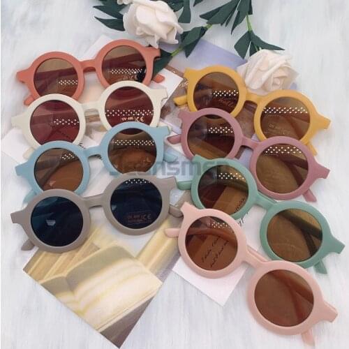 Round Matte Sun glasses Children Cute Sunglasses Kids 2021 UV400 for Boy Girls Toddler Lovely Baby Oculos de sol UV Protection