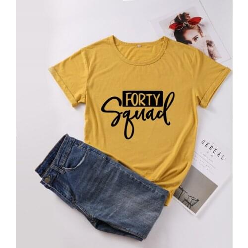 Forty Squad Born In 1980 Birthday Paty 40 Shirts Fashion Short Sleeve Tees 100% Cotton Plus Size Women Tshirt Graphic O Neck Top