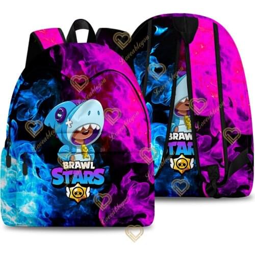 Printed Shark Leon Luminous Game Bag Stars Kid School Bag Cartoon Student Travel Primary School Book Bag Teenage Backpack