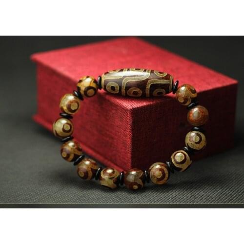 Tibetan Dzi Beads Bracelet Ethnic Style Great Quality Nine and Three eyes Natural Stone Materials Free Shipping