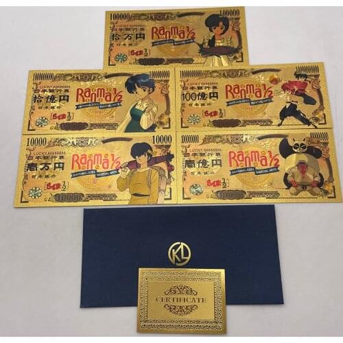 We Have More Manga Japanese Anime Ranma Nibun-no-Ichi-Nibun-no-Ichi 10000 Yen Gold Banknote for Souvenir Gift and Collection