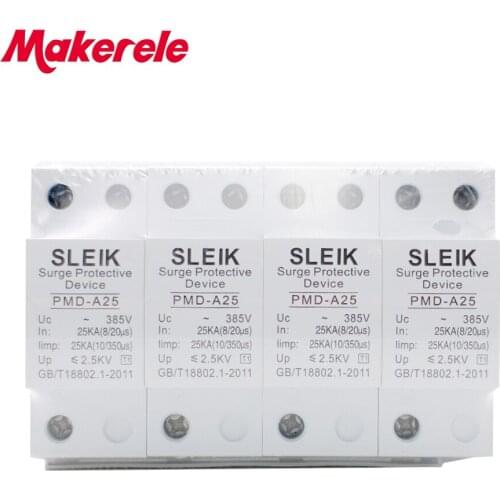 Lightning Surge Protector Switch Type for AC Power SPD 4P 25KA ~275VAC House Protective Low-voltage Arrester Device