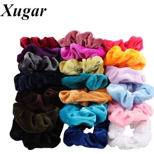 Xugar 25Pcs/Lot Women Velvet Hair Bands for Girls Solid Scrunchies Hair Tie Ponytail Holder Head Bands Gum for Hair Accessories