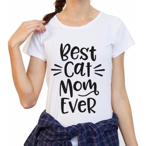Funny Short Sleeve T-shirts for Girl Worlds Best Cat Mom Print T Shirt Women Summer Fashion Casual Lady Tshirts