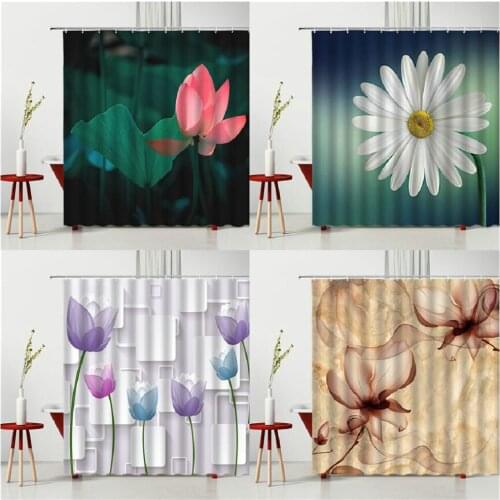 Flower Shower Curtains Spring Scenery Home Bathroom Decor Polyester Fabric Bathtub Curtain Set Modern Household Items