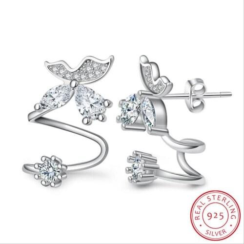 925 Sterling Silver Butterfly Shiny Cz Zirconia Stud Earrings For Women Pendientes Oorbellen Boucle D'oreille Gift S-e333