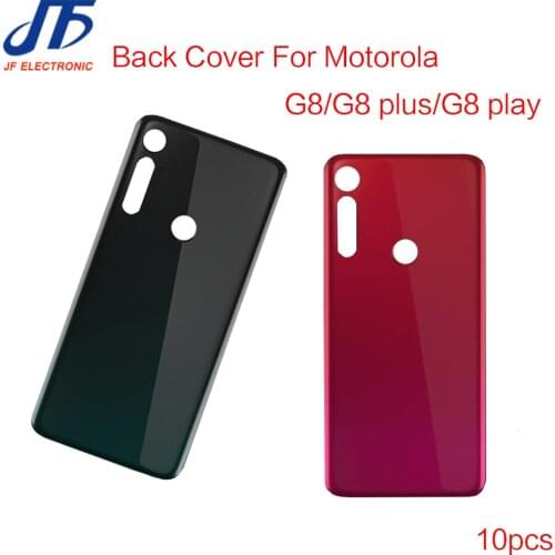 10Pcs For Moto G8 Housing Case For Motorola G8 plus G8 play Back Battery Cover Rear Door Panel Glass Bezel Plate with sticker