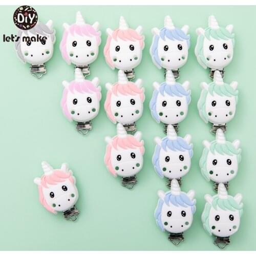 Lets Make 10pcs Unicorn Cartoon Hole Silicone Clip Pacifier Clip Pacifier Chain Accessories Silicone Dummy Pacifie Chain Set