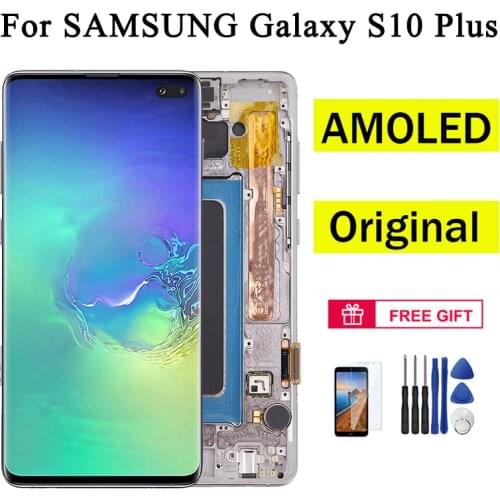 100% Original 6.4'' AMOLED for SAMSUNG Galaxy S10 Plus LCD Display Touch Screen Digitizer Replacement with SM-G9750 LCD Screen