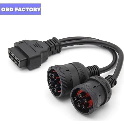 Best Quality J1708 J1939 16 Pin Cable Connector OBD To OBD2 6Pin 9Pin Truck Diagnostic Tool for Cum-mins for De-utsch for Truck