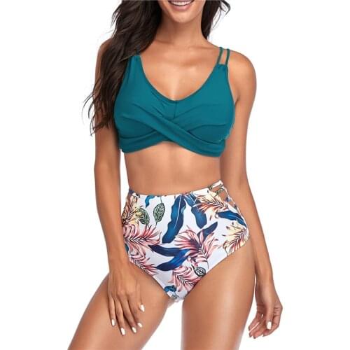 2021 Swimwear Women Sexy Bathing Suits Adults Triangle Padded Bra + Panties Floral Print Swimsuits Female Beachwear Biquini