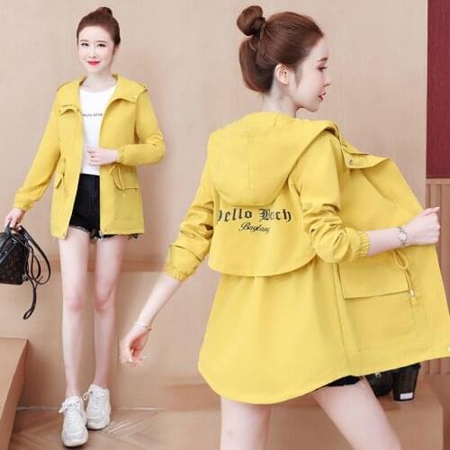 2021 New Fashion Womens Jacket Female Tops Autumn Slim Drawstring Women Windbreaker Coat Hooded Overcoat Plus Size 4XL Clothing