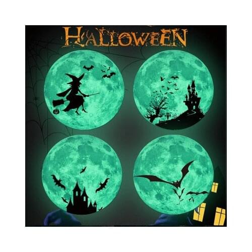 3D Halloween Wall Sticker DIY Removable Fluorescent Stickers Luminous Glow Moon Sticker Creative Halloween Home Decoration