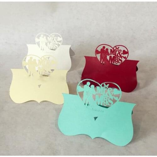 8 Color 50pcs MR&MRS Laser Cut Wedding Party Table Name Place Cards Favor Message Setting Card Wedding Event Party Supplies