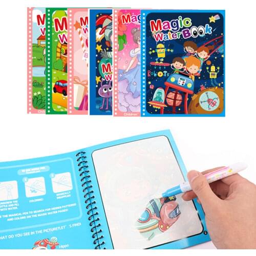 6 Types Montessori Toys Reusable Coloring Book Magic Water Drawing Book Sensory Early Education Toys for Kids Birthday Gift