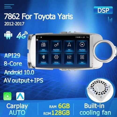 8Core Automotivo For Toyota Yaris 2012 -2016 2017 LHD RHD Multimedia Video Player Android 10.0 2din Support Steering wheel DSP