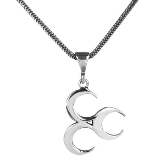 925 sterling Silver Three Crescent Male Necklace