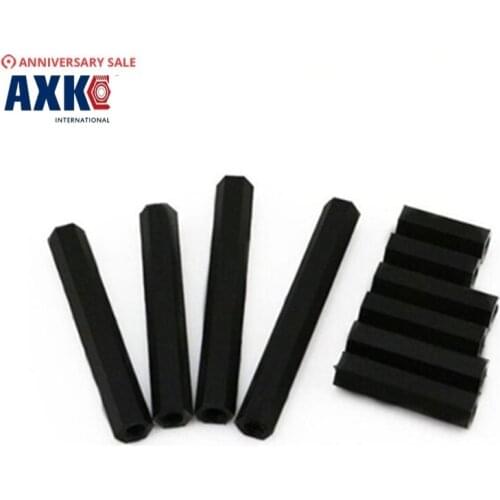 Axk 100pcs/lot M3*10 M3x10 Female To Double Pass Thread Black Nylon Plastic Standoff Spacer