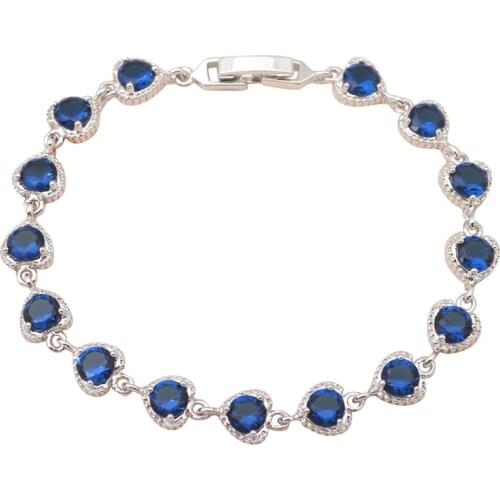 Glittering accessories heart design deep blue Crystal white Gold tone charm bracelets Health Fashion jewelry TB469A