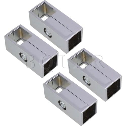 BQLZR 4 x Silver Square Tube Connector 2 Way Clamp Rack Fitting for 2.5cm Pipe