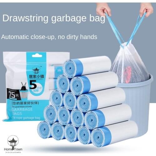 45X50 Household Garbage Bag Drawstring Large Thickening Portable Pull Bag White Plastic Bag