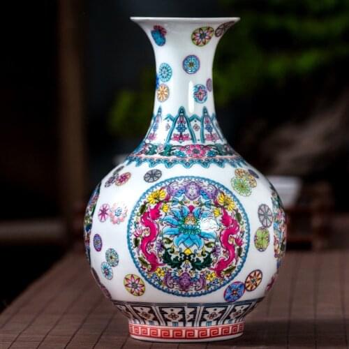 Jingdezhen Vase Ceramic Vase Antique Home Living Room Flower Arrangement Wine Cabinet Porcelain Ornaments