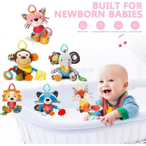 0-12 Month Infant Baby Rattles Toys Soft Cotton Infant Pram Stroller Car Bed Rattles Hanging Animal Plush Rattle Toy For Newborn