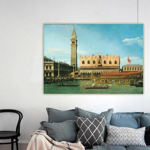 Holover Western Art Decor Canaletto"The Bucintoro at the Molo on Ascension Day"Canvas Oil Painting Poster Aesthetic Decoration