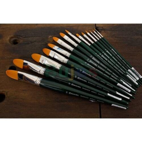 Escoda Barroco Toray Gold Synthetic Brush 1512 - Bright, Long Handle, Finest Quality Synthetic Fiber, Watercolor Oil Painting