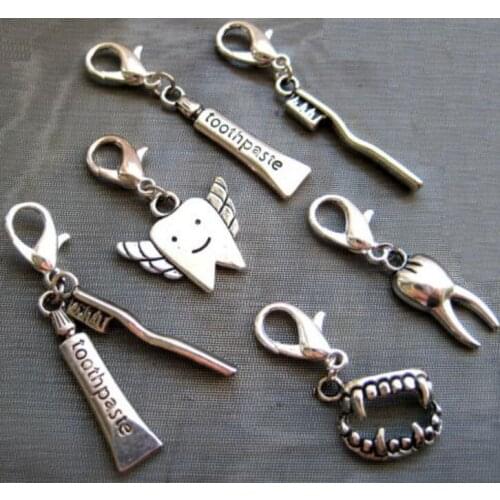 Hot Vintage Slver Mixed Toothbrush Toothpaste Tooth Charms Pendant For Jewelry Making Findings Bracelets Necklace