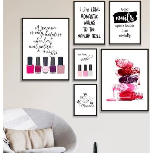 Nail Manicure Print Gift for Her Nail Shapes Makeup Poster nail technician Definition Beauty Salon Decor Fashion Canvas Painting