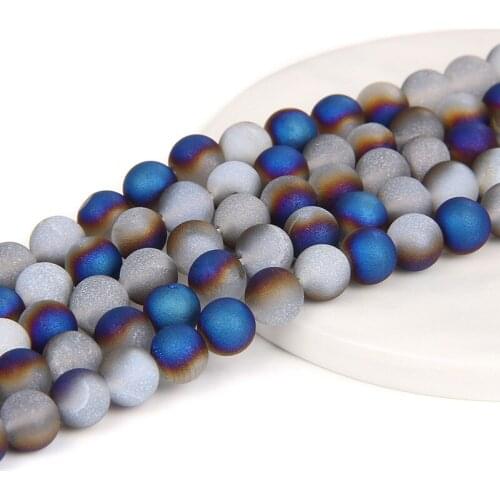 6/8/10mm Matte Smooth Blue Cracked Crystal Beads Round Loose Spacer Beads For Jewelry Making DIY Bracelet Necklace Accessories