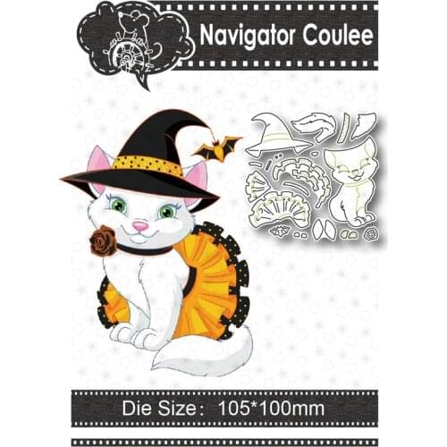 Halloween kitten metal cutting mold graffiti scrapbook DIY crafts photo album stamp decoration paper card making new in 2021