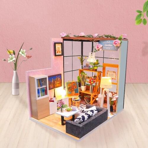 New DIY Wooden DollHouse Miniature Furniture With LED Kit Assemble Art Houses Education Toy for Children Girl Birthday Gift Casa