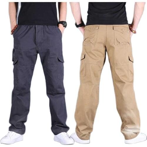 Men Pants Casual Multi Pocket Cargo Pants Cotton Loose Baggy Straight Plus Size Joggers Trousers Male Camouflage Clothes Spring