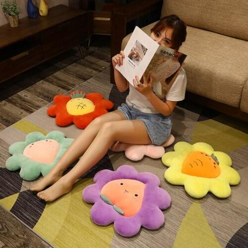 40/50cm Squishy Plush Plant Pillow Stuffed Fruits Flower Seat Cushion Pineapple Cactus Strawberry Peach Chair Decoration
