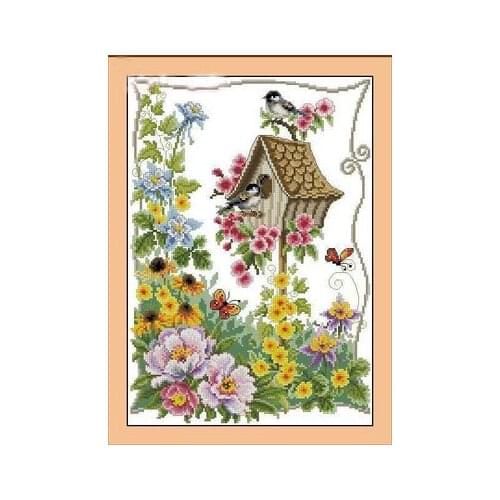 Vervaco 31524 Bird Nest Needlework,For Embroidery,DIY 14CT Unprinted Arts Cross stitch kits Set Cross-Stitching Home Decor