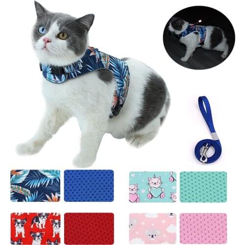 Nylon Mesh Cat Harness and Leash Set Escape Proof Reflective Summer Adjustable Harness for Cats Cat Vest Harness Arnes Para Gato