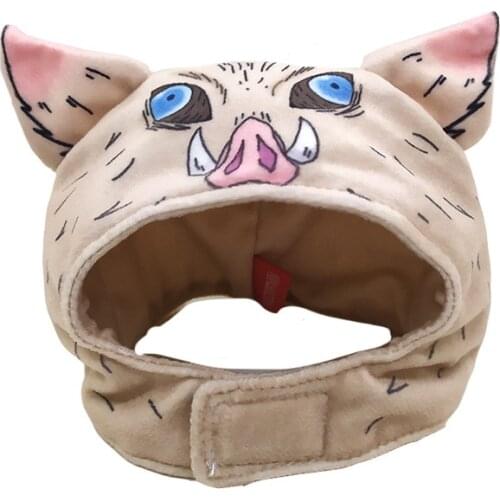 New Cute Headgear Anime Demon Slayer Cosplay Kimetsu No Yaiba Hashibira Inosuke Pet Hat Lovely Cat Plush Hat Headwear
