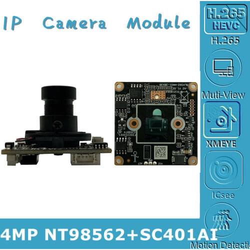 NT98562+SC401AI IP Camera Module Board M12 Lens 4MP 2560*1440 H.265 Low illumination ONVIF CMS XMEYE Motion Detection Radiator