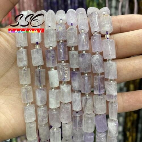 Natural Faceted Purple Jades Amethysts Stone Beads Cylinder Loose Spacer Beads DIY Bracelet Accessories For Jewelry Making 15"